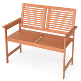 Tangkula 2 Person Heavy Duty Patio Loveseat Chair with Slatted Backrest and Seat