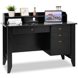Tangkula 48" Computer Desk with 4 Storage Drawers & Hutch, Home Office Desk Vintage Desk