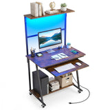 Tangkula Rolling Computer Desk Cart with Keyboard Tray & Charging Station