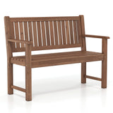 Tangkula 2-Seater Outdoor Wooden Bench with Backrest