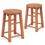 Tangkula Outdoor Wood Bar Stools Set with Round Seat