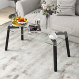 Tangkula Tempered Glass Coffee Table, Modern Cocktail Table, Clear Tea Table for Living Room Reception Office