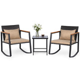 Tangkula 3 Pieces Outdoor Rocking Chairs Set
