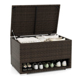 Tangkula 48 Gallon Rattan Outdoor Storage Box with Shoe Rack