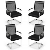 Tangkula Stackable Conference Chairs Set of 4/8/12, Mid Back Office Guest Chairs with Mesh Fabric & Sled Base