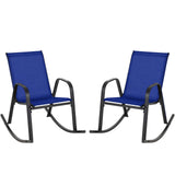 Tangkula Patio Rocking Chair Set of 2/4, Outdoor Ergonomic Rockers with Breathable Fabric Seat
