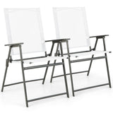 Tangkula Set of 2/4 Patio Folding Chairs, High Back Dining Chairs with Weather-Resistant Fabric