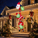 Tangkula 9.2 FT Christmas Inflatable Lighted 3 Hanging Climbing Santa Claus