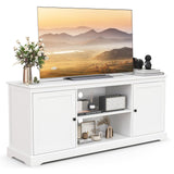 Tangkula White TV Stand for TVs up to 65" Home Entertainment Center with 2 Storage Cabinets & Adjustable Shelves