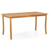Tangkula 63 inch Outdoor Dining Table with Umbrella Hole
