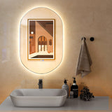 Tangkula 32" x 20" Oval LED Wall Mirror, Backlit Dimmable Bathroom Wall Mounted Mirror