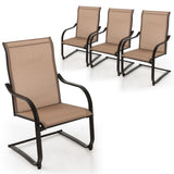 Tangkula 2 Pieces Outdoor Dining Chairs, Patio C-Spring Motion with Cozy & Breathable Seat Fabric