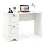 Tangkula Computer Desk with Drawers & Charging Station