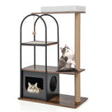 Tangkula Cat Tree Tower, 47 Inch Modern Cat Tree with Metal Frame, Top Perch Cat Bed