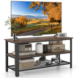 Tangkula Small TV Stand for TVs up to 50 Inch, 3-Tier TV Console Table with Power Outlets, USB Ports