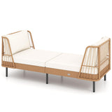 Tangkula Patio Rattan Daybed with Seat & Back Cushions