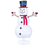 Tangkula 6 FT Pre-Lit Christmas Snowman w/Built-in Lights, Xmas Snowman w/Black Hat