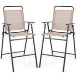 TAGNKULA Outdoor Folding Bar Stool Set of 2/4, Patio Dining Chairs, Outdoor Bar-Height Stools w/Armrests