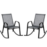 Tangkula Patio Rocking Chair Set of 2/4, Outdoor Ergonomic Rockers with Breathable Fabric Seat