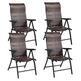 Tangkula Patio Rattan Folding Chair, Outdoor Wicker Portable Camping Chair