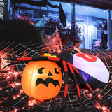 Tangkula 5 FT Halloween Inflatable Spider with Pumpkin, LED Lighted Halloween Decoration with Colorful Rotating Light