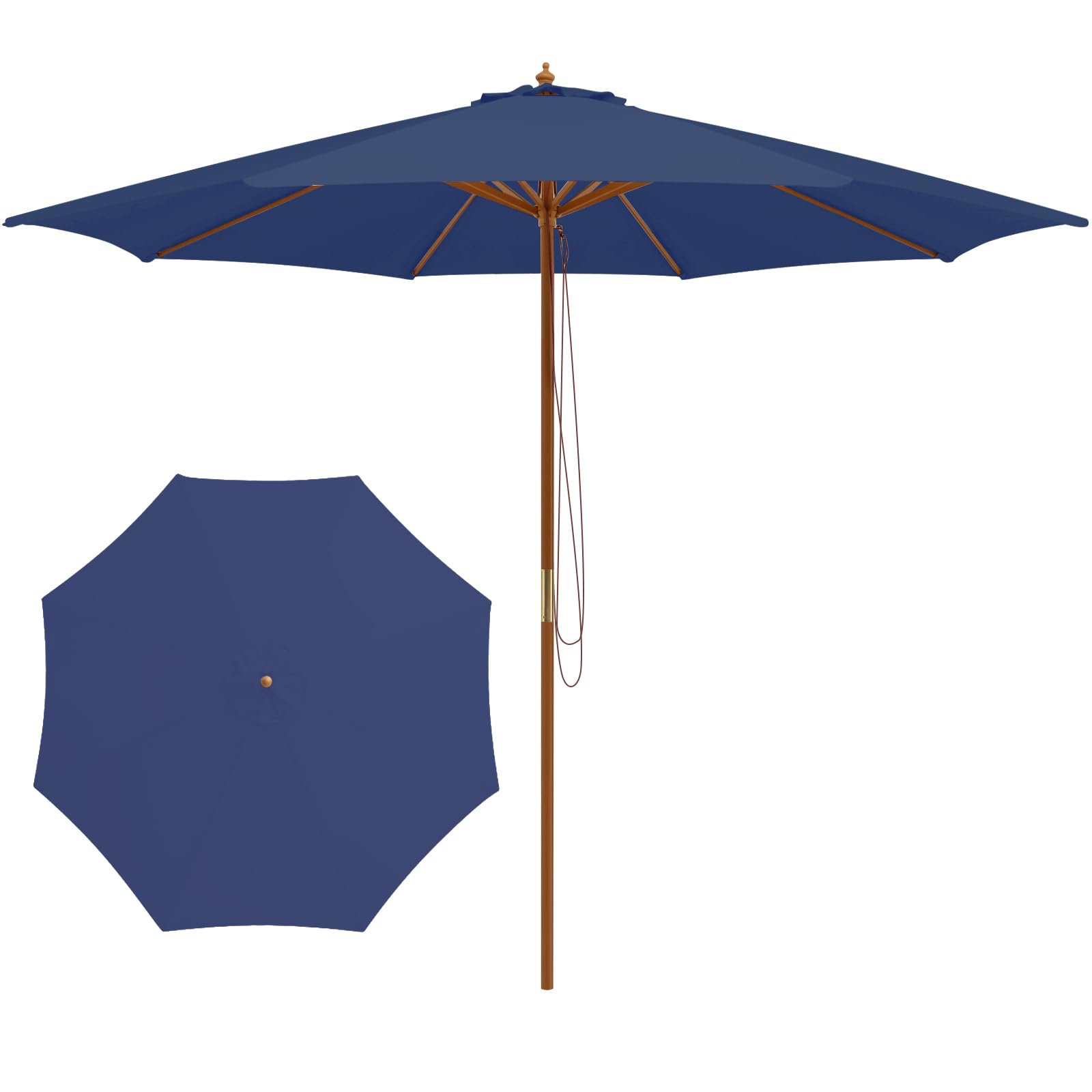 Tangkula 10FT Patio Umbrella, Outdoor Table Market Umbrella w/8 Wooden Ribs, Navy Tangkula 10FT Patio Umbrella, Outdoor Table Market Umbrella w/8 Wooden Ribs, Navy