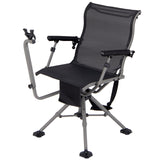 Tangkula Hunting Chair with Shooting Rest, 360° Swivel Hunting Seat with 4 Extendable Aluminum Legs