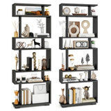 Tangkula 6-Tier S Shaped Bookcase 64" Tall Modern Geometric Bookshelf