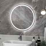 Tangkula LED Bathroom Mirror, Wall Mounted Round Mirror w/ 3-Color Dimmable Lights