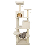 Tangkula Multi-level Cat Tree Modern Cat Tower with Upholstered Perch and 2 Cat Condo