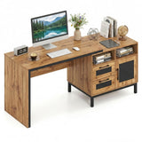 Tangkula 71" Large Executive Computer Desk w/Drawers & Single-Door Cabinet