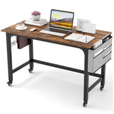Mobile Computer Desk, Simple Style Rolling Home Office Desk Study Table Writing Desk