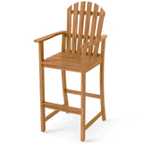 Tangkula Tall Adirondack Chair | Outdoor Acacia Wood Bar Stool with Back