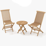 Tangkula Patio Wood Bistro Set, Teak Wood Folding Chair & Square Table Set with Slatted Seat & Tabletop