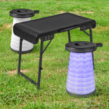 Tangkula 3 Piece Camping Table Set, Folding Camping Table with 2 Collapsible LED Stools
