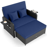 Tangkula Patio Rattan Daybed with 4 Level Adjustable Backrest