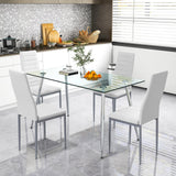 Tangkula Glass Dining Table, Modern Rectangular Table