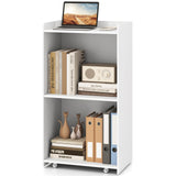 Tangkula Rolling Podium Stand, Mobile Lectern Stand with 2 Shelves & Lockable Wheels