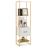Tangkula 4-Tier Bookshelf with Drawer