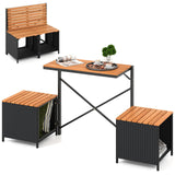 Tangkula Transforming Interchangeable Picnic Table Garden Loveseat with Metal Frame