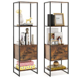 Tangkula 4-Tier Bookshelf with Drawer