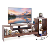 Tangkula Cube TV Stand for 55 Inch TV with Power Outlets & Open Storage Shelves