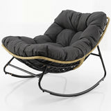 Tangkula Oversized Egg-Shaped Papasan Patio Rocker with Thick Cushion