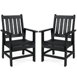 Tangkula Patio Dining Chairs Set of 2 HDPE All Weather Outdoor Chair with Wide Armrests
