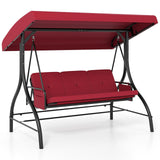 Tangkula 3 Person Porch Swing 2-in-1 Convertible Outdoor Swing with Adjustable Canopy