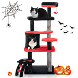 Tangkula Gothic Cat Tree, 52 Inch Black Cat Tower with Coffin Cat Bed, Cat Condo, Spooky Goth Cat Tree for Indoor Cats