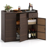 Tangkula Rattan Outdoor Storage Cabinet