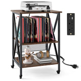Tangkula Record Player Stand with Charging Station