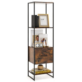 Tangkula 4-Tier Bookshelf with Drawer