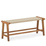 Tangkula Teak Wood Outdoor Bench with Weave Seat